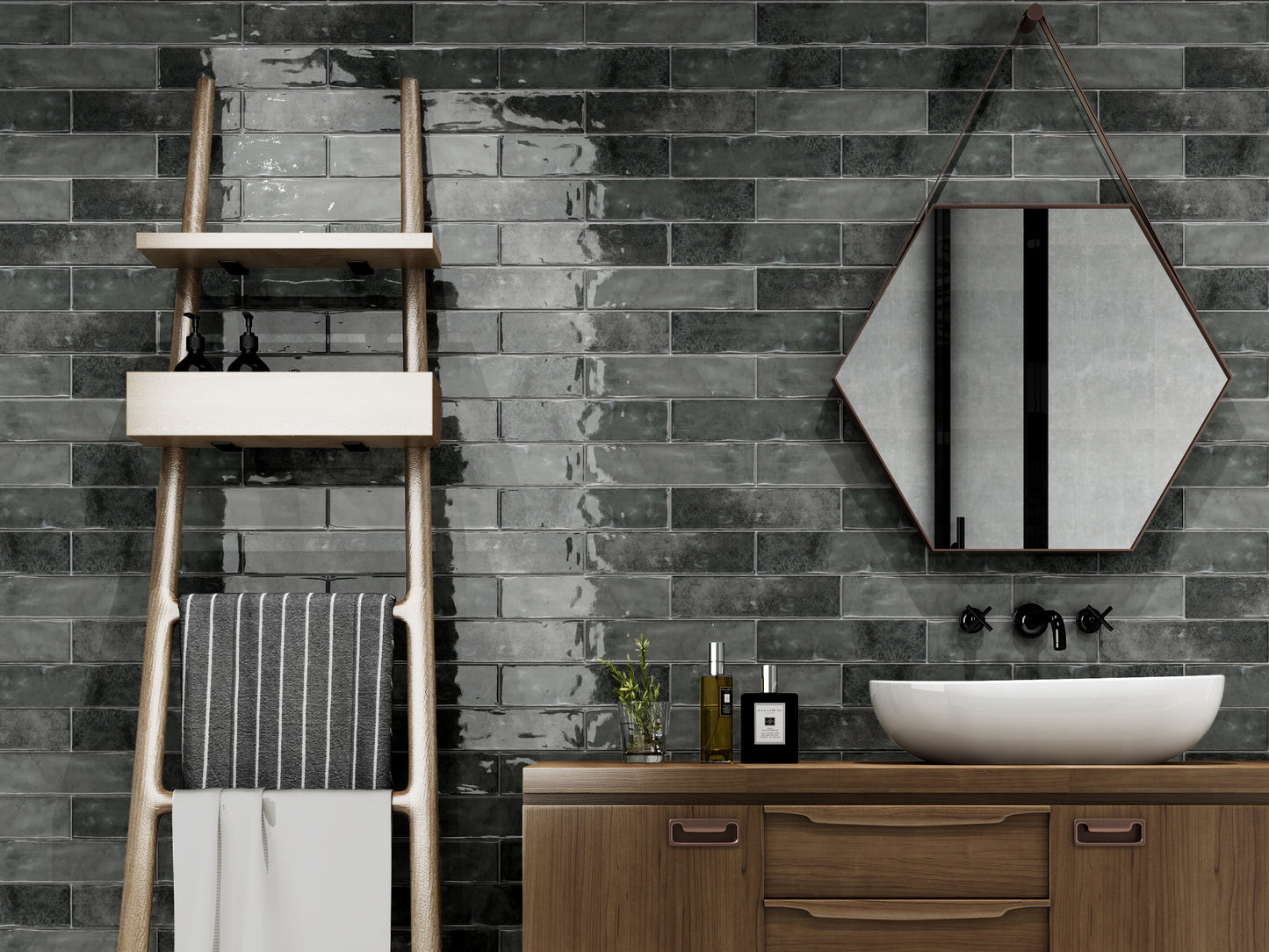 ASH GREY SUBWAY CERAMIC TILES  75X300MM - $59/SQM