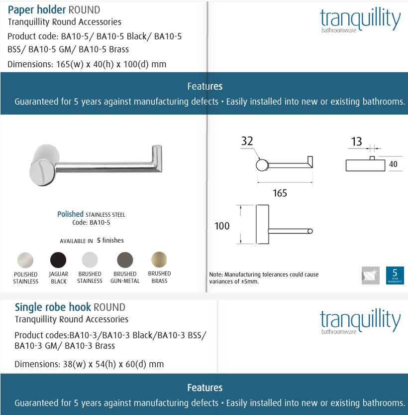 TRANQUILLITY ROUND TOILET ROLL HOLDER | 5 COLOURS