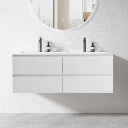 NELSON WALL HUNG VANITY | 1500MM | GLOSS WHITE | PLYWOOD| DOUBLE BASIN