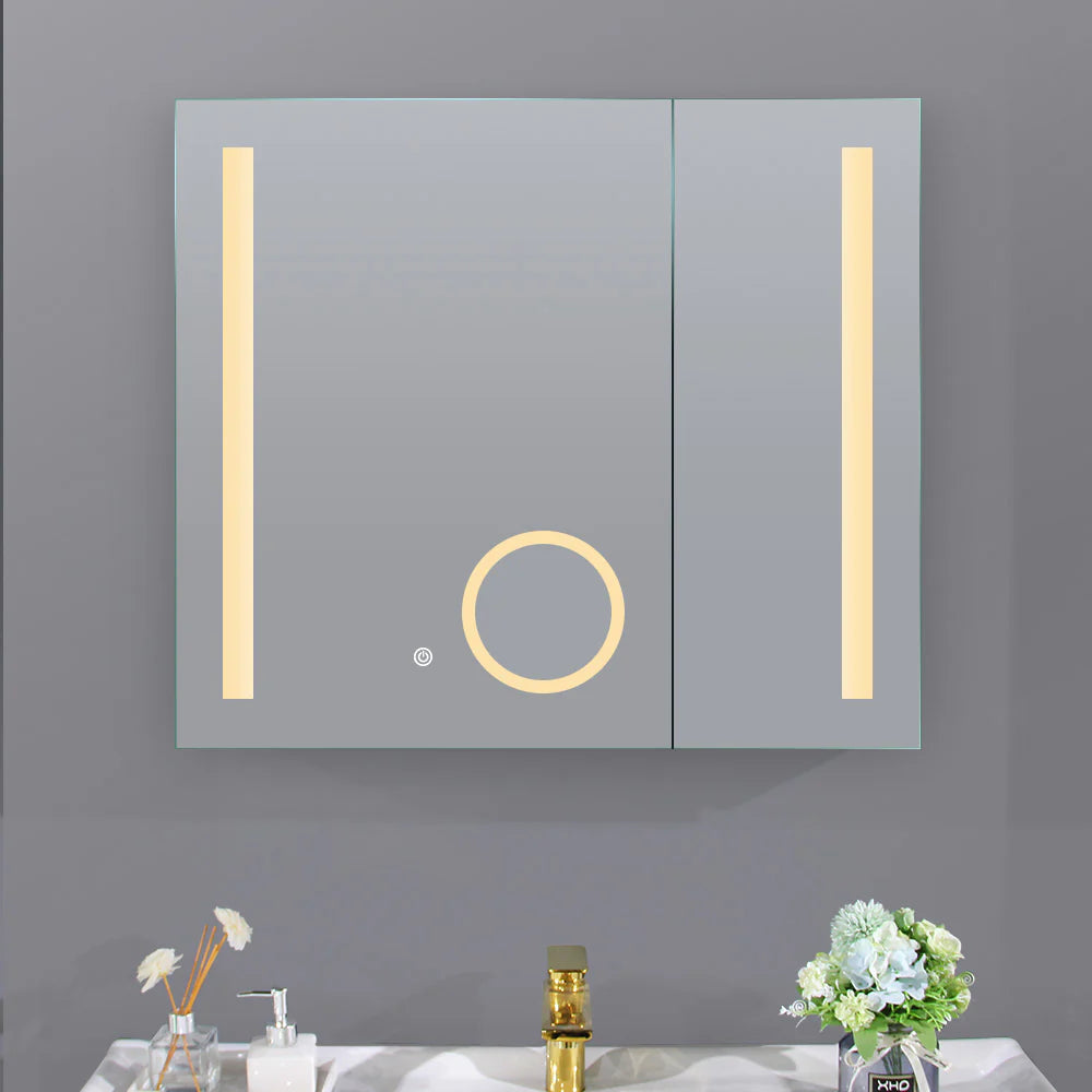 750MM LED MIRROR CABINET WITH BUILT IN MAGNIFYING MIRROR