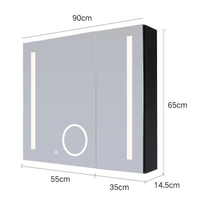 LED MIRROR CABINET | 900MM  | BUILT IN DEFOGGER | MAGNIFYING MIRROR | 3 COLOUR LIGHTS