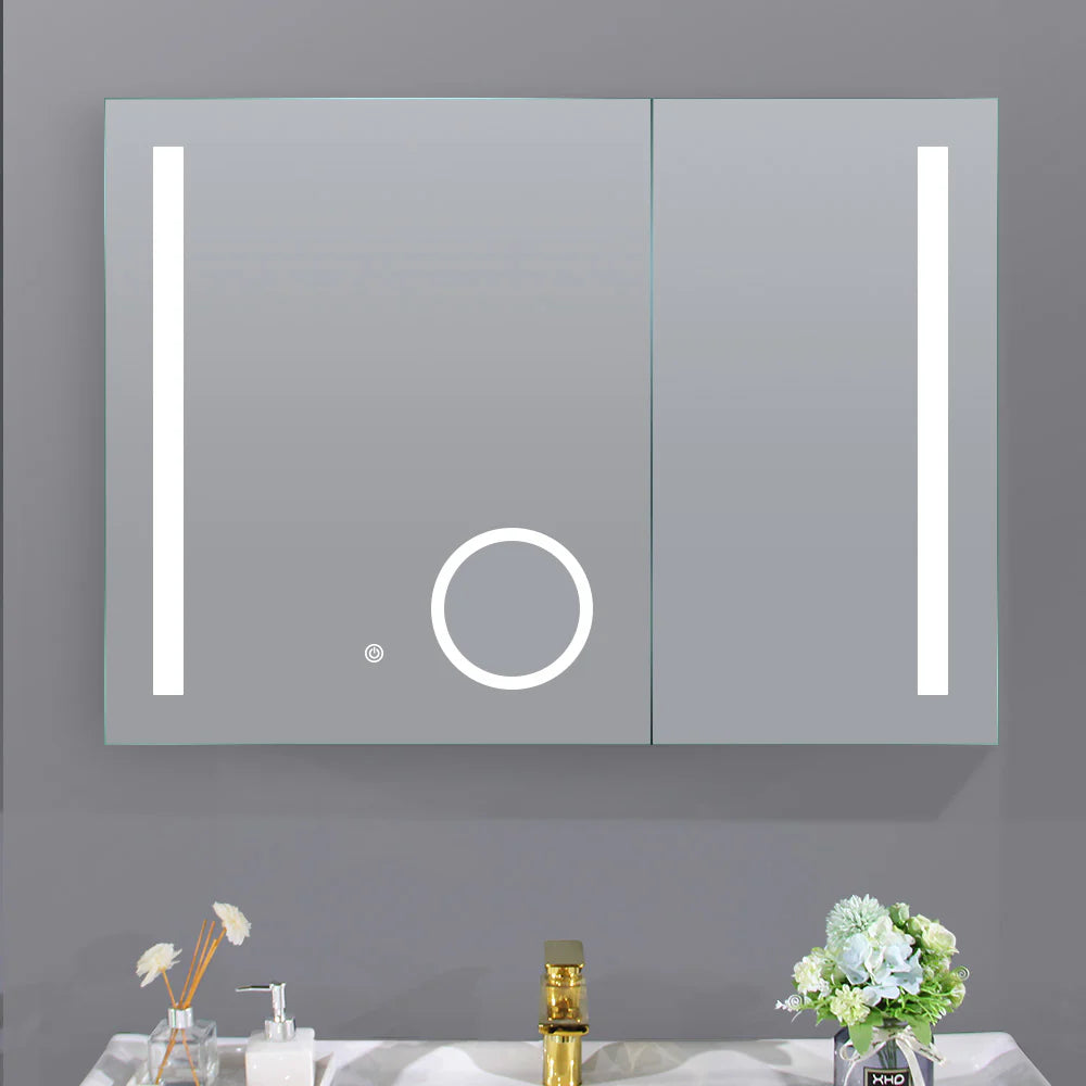 LED MIRROR CABINET | 900MM  | BUILT IN DEFOGGER | MAGNIFYING MIRROR | 3 COLOUR LIGHTS