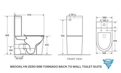 BROOKLYN ZERO RIM TORNADO TOILET SUITE 670X360X865