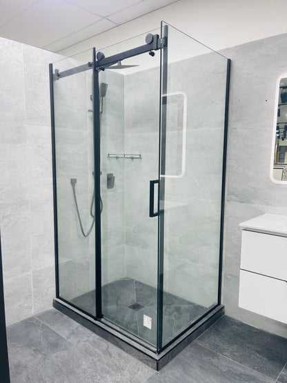 1200X900MM BLACK FRAMELESS RECTANGLE SHOWER GLASS ENCLOSURE