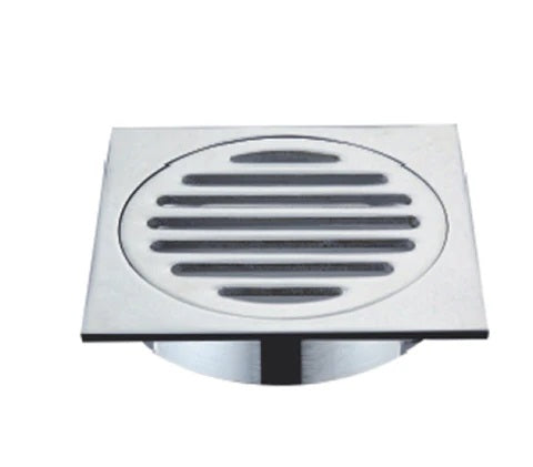 100MM SQUARE FLOOR DRAIN - CHROME