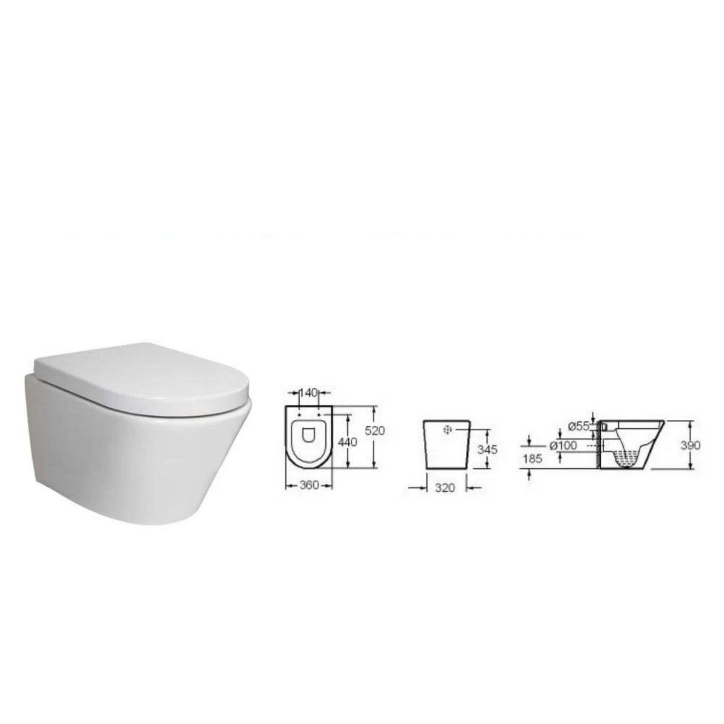 COSIMA-E RIMLESS WALL HUNG TOILET WITH FULL FRAME INWALL CISTERN