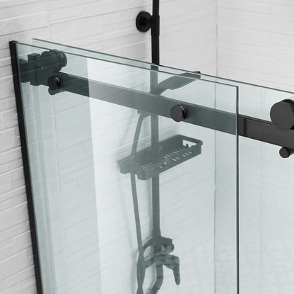 1400MM BLACK FRAMELESS SLIDING SHOWER DOOR