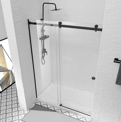 1400MM BLACK FRAMELESS SLIDING SHOWER DOOR