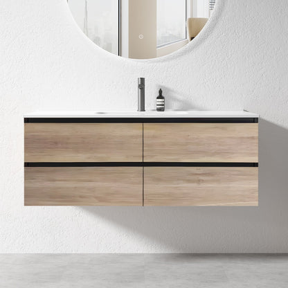 NELSON WALL HUNG VANITY | 1200MM | BLACK & LIGHT OAK | PLYWOOD| SINGLE BASIN