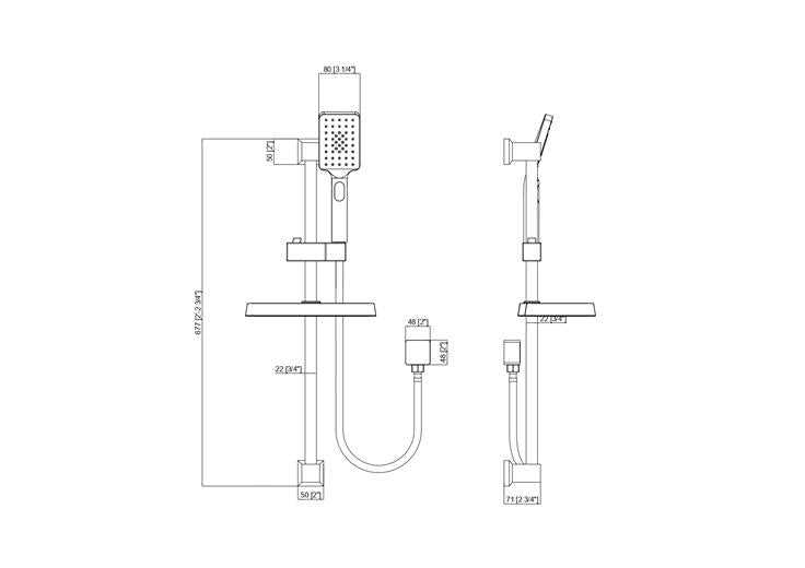 FUSION SQUARE SHOWER SLIDE WITH 3 FUCNTION HAND SHOWER | 5 COLOURS