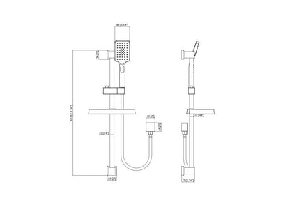 FUSION SQUARE SHOWER SLIDE WITH 3 FUCNTION HAND SHOWER | 5 COLOURS