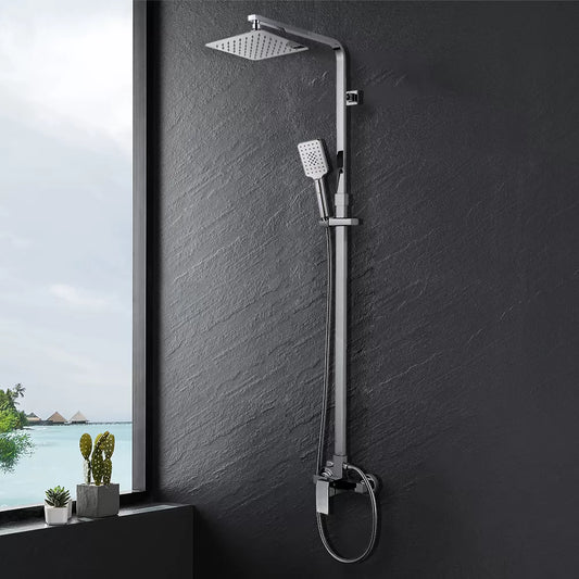 FUSION SQUARE RAIN SHOWER SET WITH EXTERNAL MIXER - CHROME