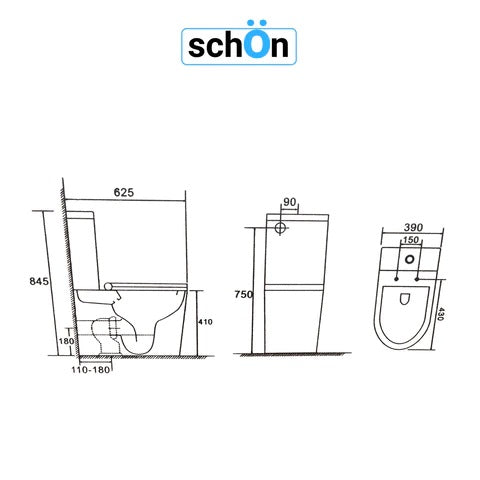 DAKOTA TORNADO ZER0 RIM TOILET - COMPACT DESIGN 845X625X390MM