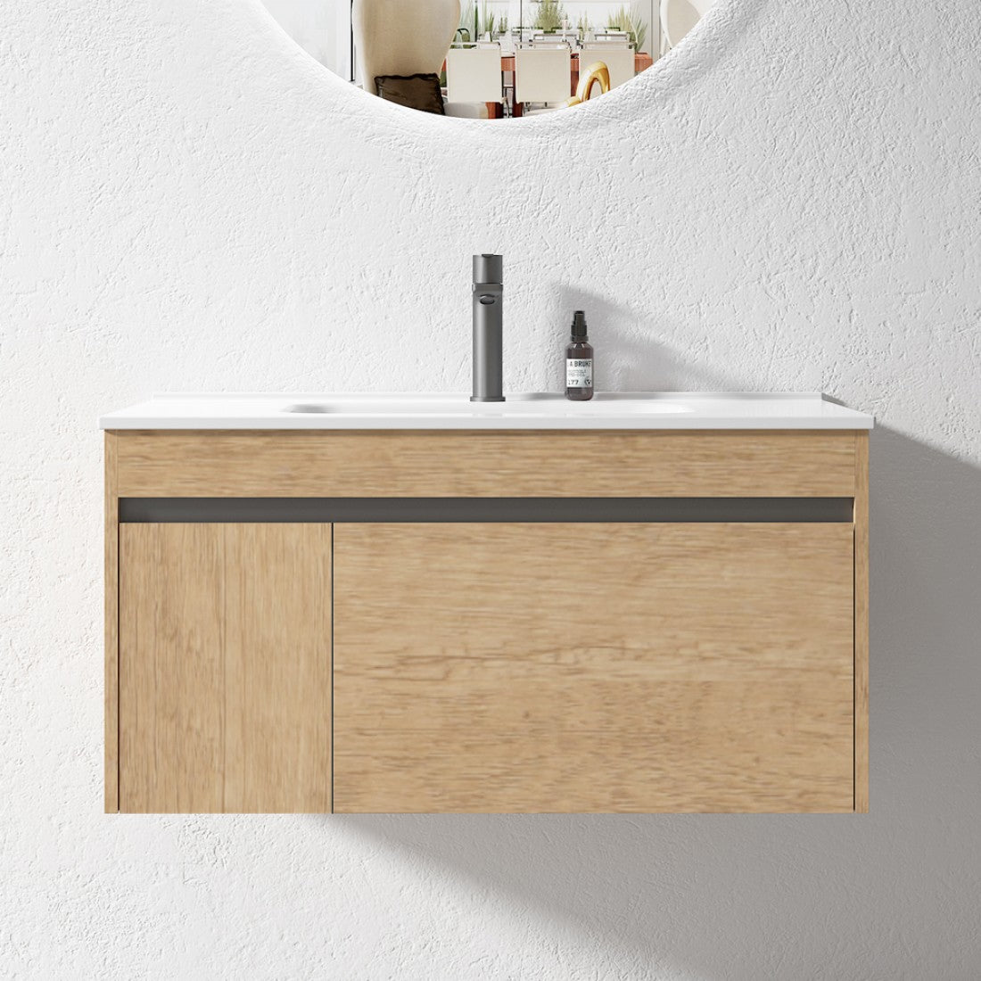 HONEY OAK WALL HUNG VANITY | 900MM | BC13