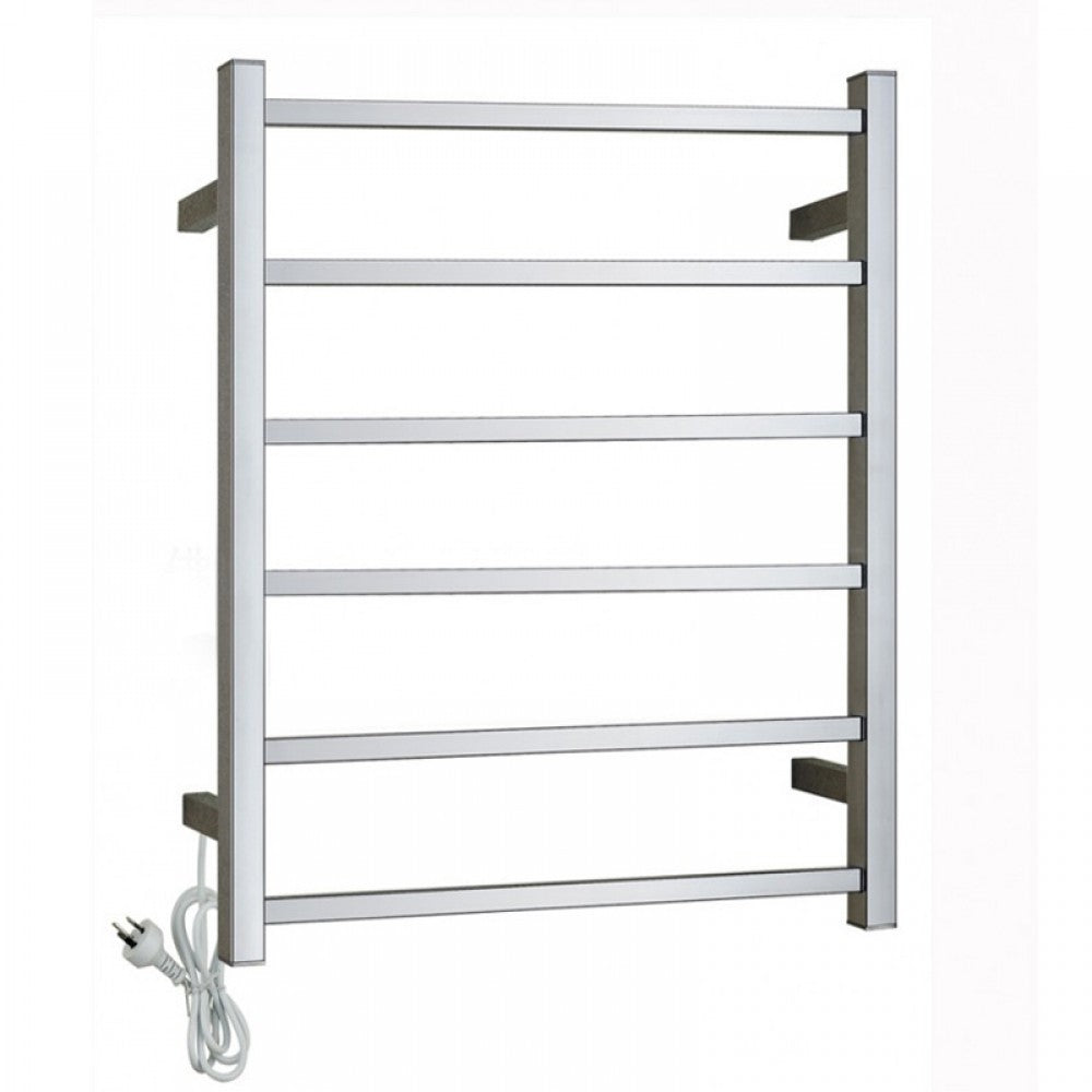 6 BAR SQUARE HEATED TOWEL RAIL - CHROME 800H*600W*120D