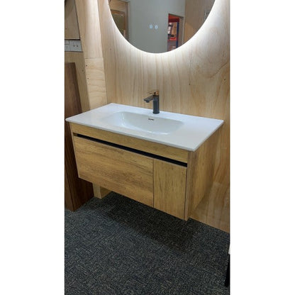 HONEY OAK WALL HUNG VANITY | 900MM | BC13