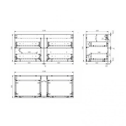 NELSON WALL HUNG VANITY | 1200MM | BLACK & LIGHT OAK | PLYWOOD| DOUBLE BASIN