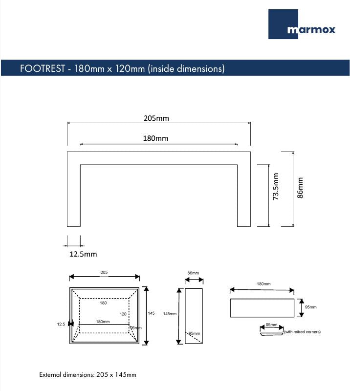 MARMOX SHOWER FOOTREST 180X120MM