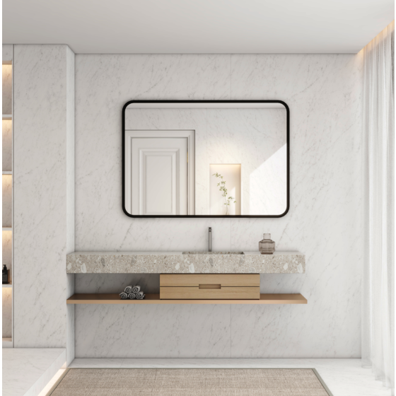 900x750MM SERAPHINE BLACK ALUMINIUM FRAMED MIRROR DN