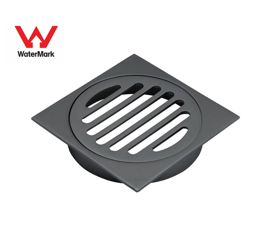 80MM SQUARE FLOOR DRAIN - BRUSHED GUNMETAL