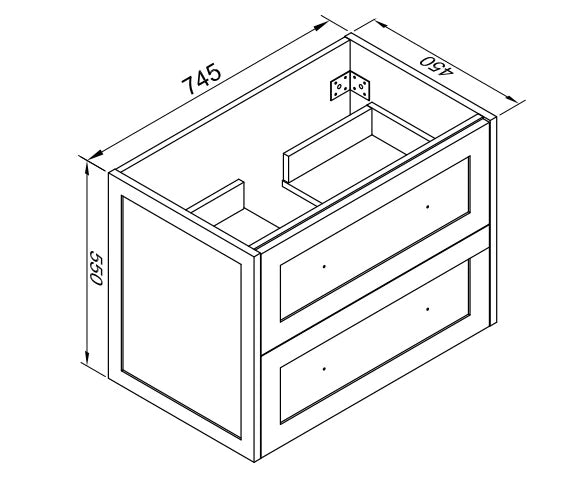 HAMPTON WALL HUNG VANITY | 750MM | SHAKER STYLE | PLYWOOD