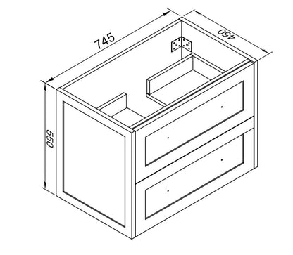 HAMPTON WALL HUNG VANITY | 750MM | SHAKER STYLE | PLYWOOD