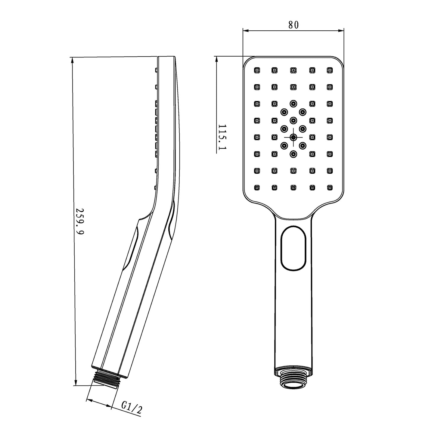 FUSION SQUARE RAIN SHOWER SET WITH OUTER MIXER - MATTE BLACK