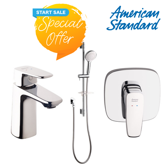 AMERICAN STANDARD 3 PIECE COMBO SET SHOWER SLIDE/ SHOWER MIXER/ BASIN MIXER