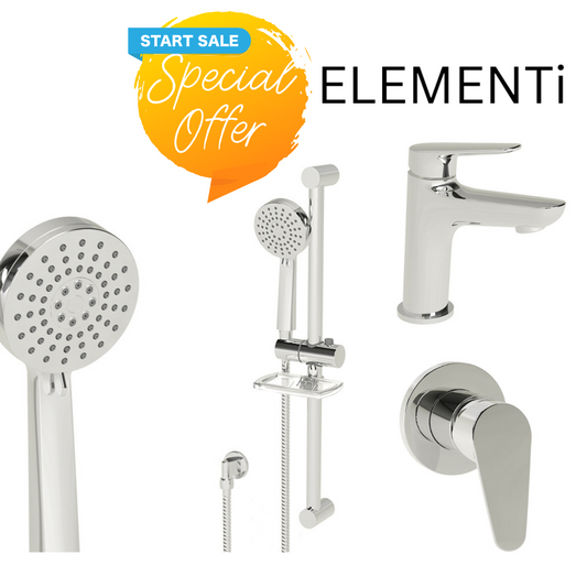 ELEMENTI CURA 3 PIECE COMBO SET SHOWER SLIDE/ SHOWER MIXER/ BASIN MIXER