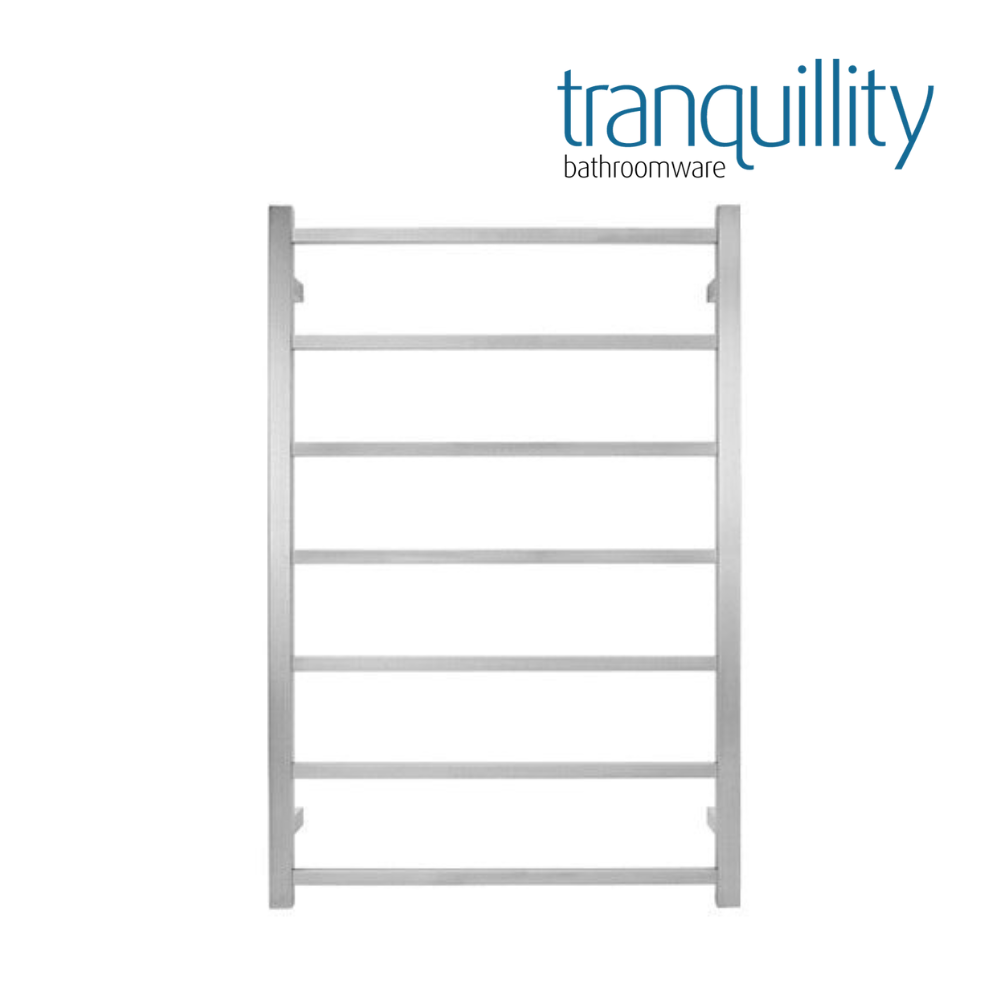 TRANQUILLITY JERSEY 7 BAR SQUARE HEATED TOWEL WARMER - BRUSHED STAINLESS 920H*620W*120D