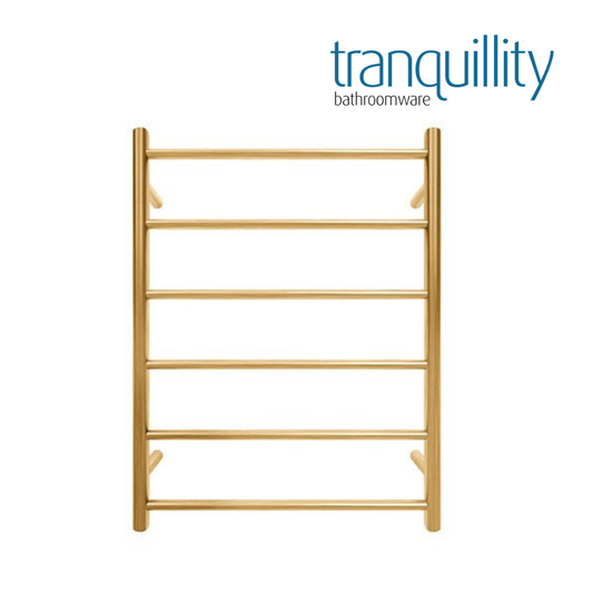 TRANQUILLITY JERSEY 6 BAR ROUND HEATED TOWEL WARMER - BRUSHED BRASS 780H*600W*120D