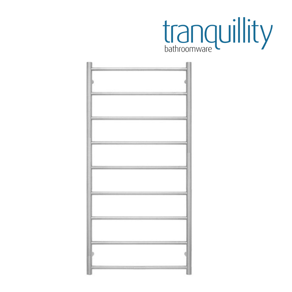 TRANQUILLITY JERSEY 9 BAR ROUND HEATED TOWEL WARMER - BRUSHED STAINLESS 1200H*600W*120D