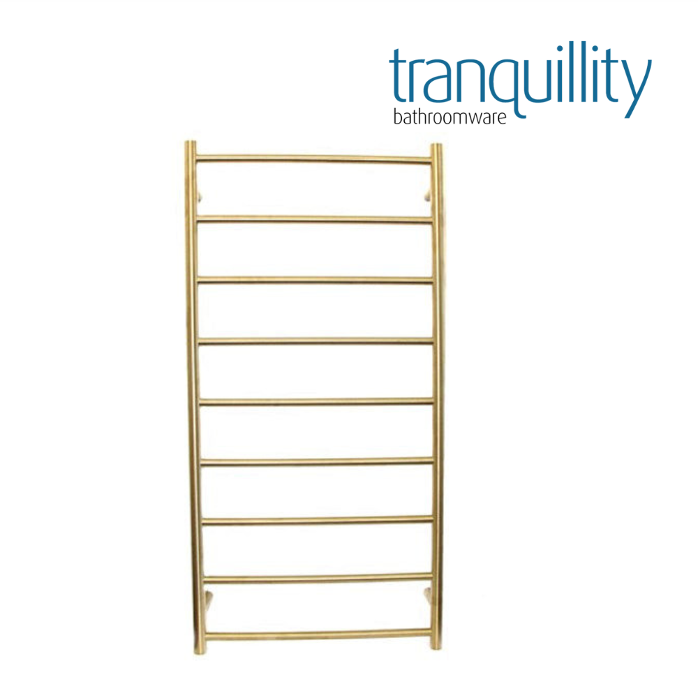 TRANQUILLITY JERSEY 9 BAR ROUND HEATED TOWEL WARMER - BRUSHED BRASS 1200H*600W*120D