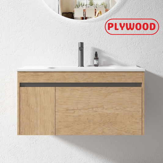 HONEY OAK WALL HUNG VANITY | 900MM | BC13