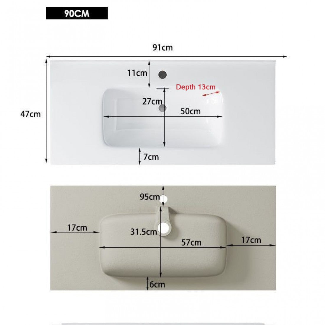 WHITE WALL HUNG VANITY | 900MM | FLUTED | PLYWOOD