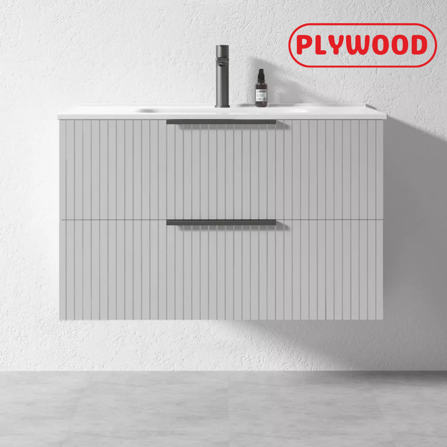 GREY WALL HUNG VANITY | 900MM | FLUTED | PLYWOOD