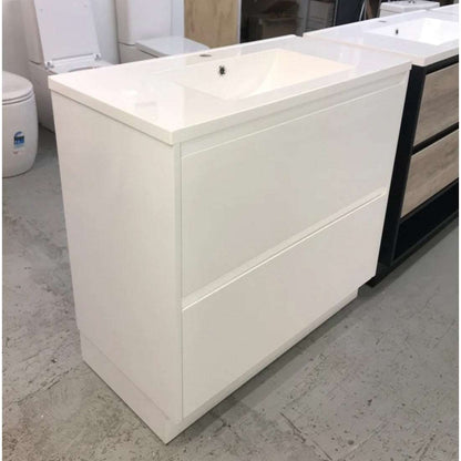 600MM POLO WHITE PLYWOOD FLOORSTANDING VANITY WITH CERAMIC TOP