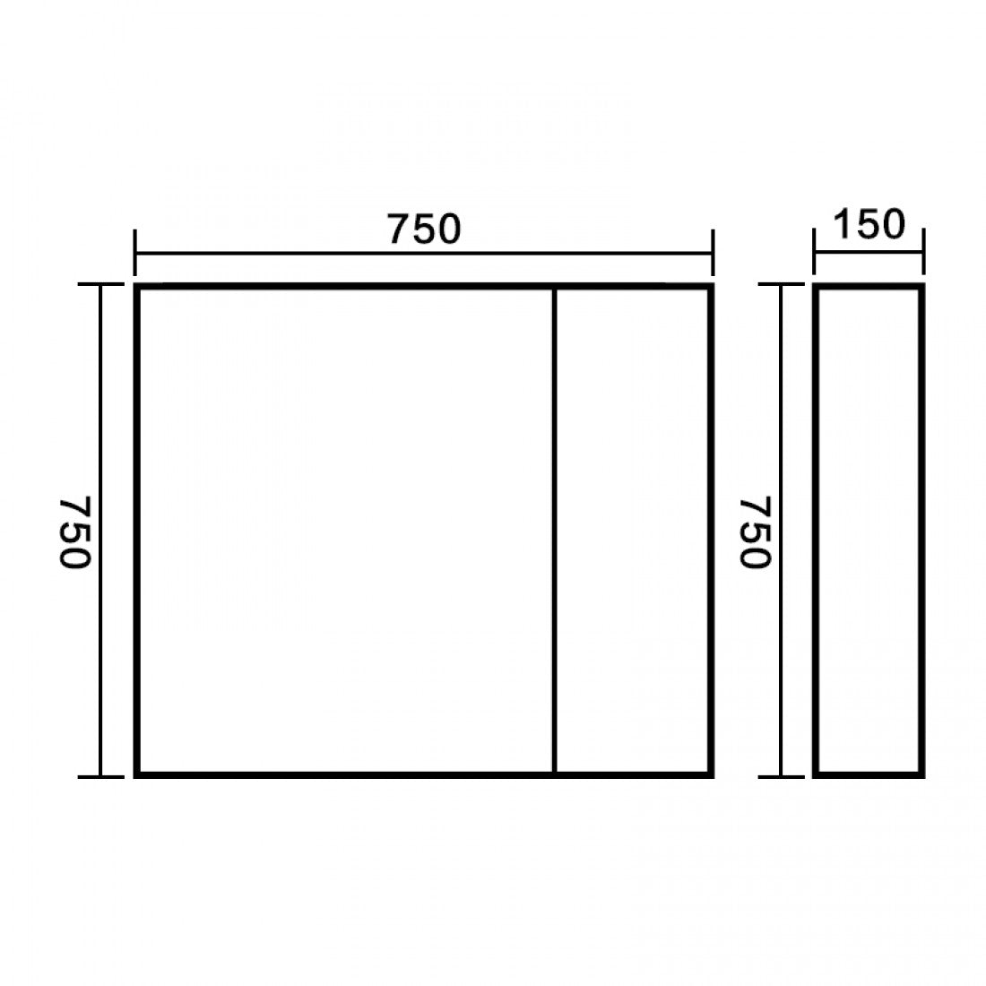 BATHROOM MIRROR CABINET | 750MM | DARK OAK | PLYWOOD