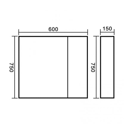 BATHROOM MIRROR CABINET | 600MM | DARK OAK | PLYWOOD