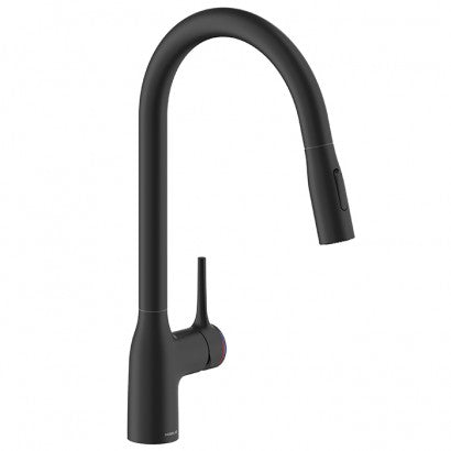 NOBILI MANIA GOOSE NECK KITCHEN MIXER WITH PULL OUT SPRAY - BLACK