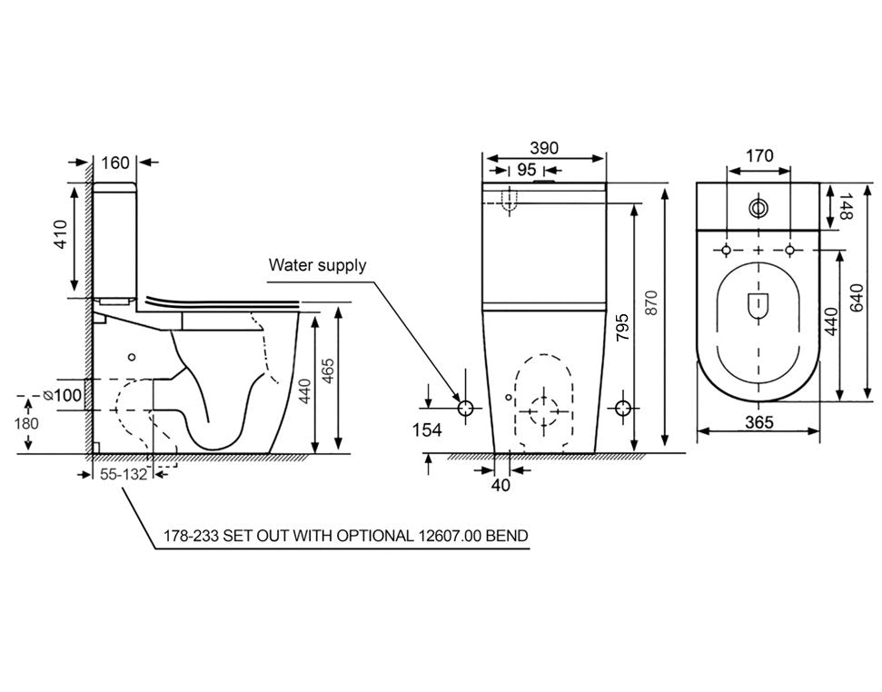 ELEMENTI UNO OVERHEIGHT CC BTW TOILET SUITE | TOP/BOTTOM INLET