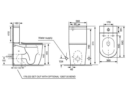 ELEMENTI UNO OVERHEIGHT CC BTW TOILET SUITE | TOP/BOTTOM INLET