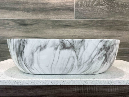 CALCUTTA WHITE MARBLE LOOK CERAMIC ART BASIN