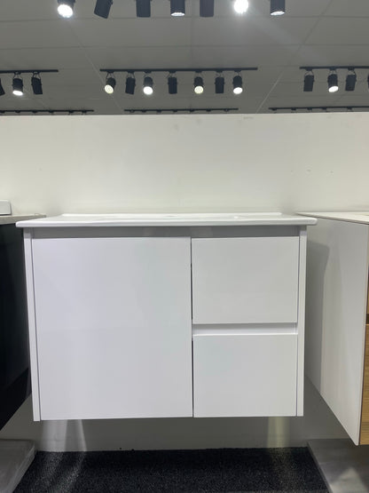 SLIM WALL HUNG VANITY | 750MM | WHITE GLOSS | 100% WATERPROOF | PVC