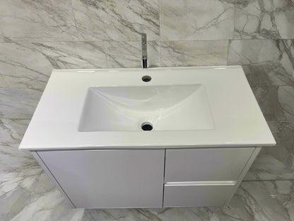 SLIM WALL HUNG VANITY | 750MM | WHITE GLOSS | 100% WATERPROOF | PVC