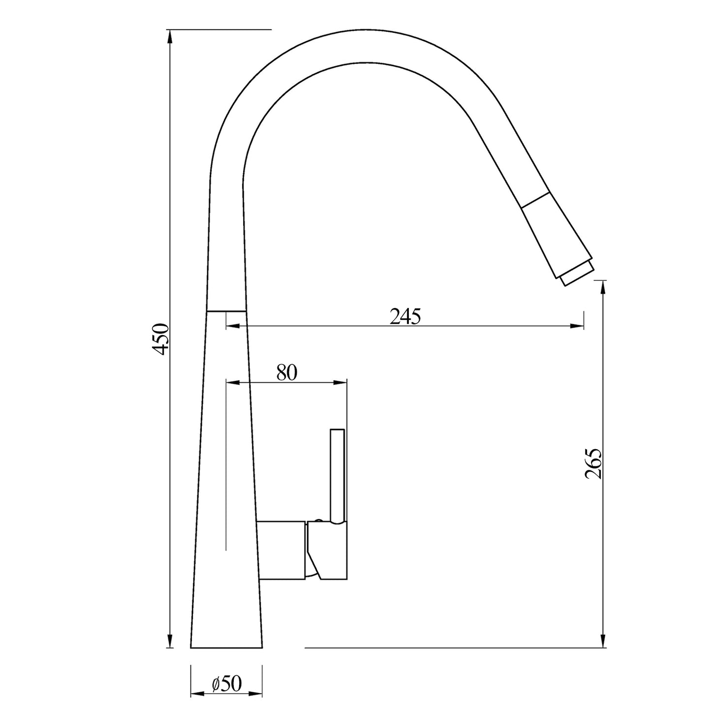 CHASE ROUND PULLOUT KITCHEN SINK MIXER - MATTE BLACK