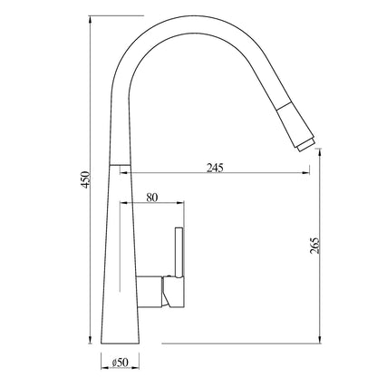 CHASE ROUND PULLOUT KITCHEN SINK MIXER - MATTE BLACK