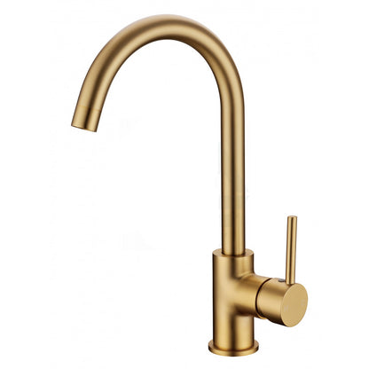 OPAL CLASSIC ROUND GOOSENECK KITCHEN SINK TAP - BRUSHED BRASS