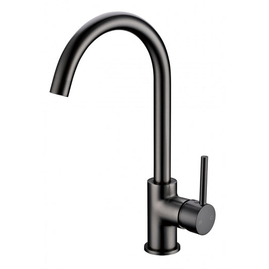 OPAL CLASSIC ROUND GOOSENECK KITCHEN SINK TAP - GUNMETAL GREY