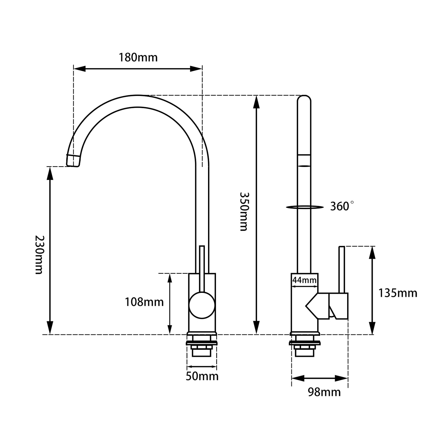 OPAL CLASSIC ROUND GOOSENECK KITCHEN SINK TAP - BRUSHED NICKEL